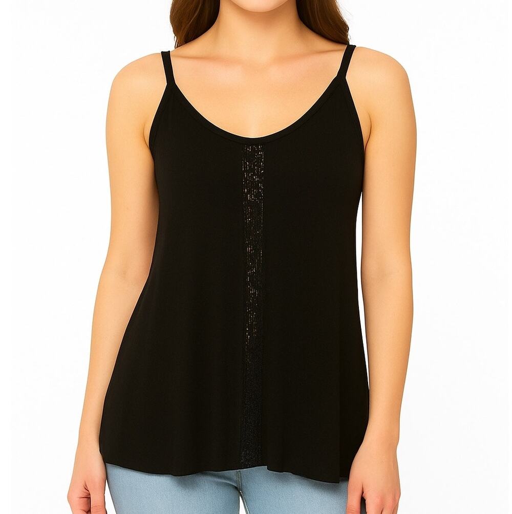 San Francisco City Lights Gypsy Lace Cami Tank Top Black Size Small NEW